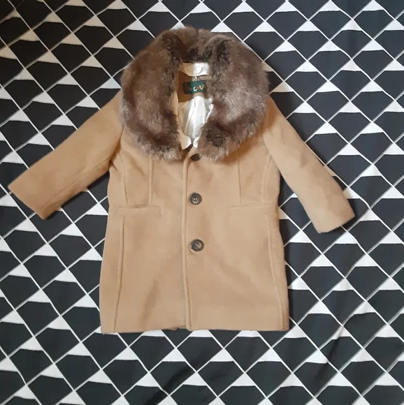 FORCUTIES BABY BOY CAMEL WOOL COAT, SIZE 12-18 MONTHS